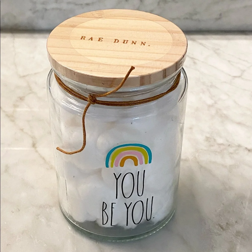 Rae Dunn “ YOU BE YOU. “ Cotton Ball Glass Jar